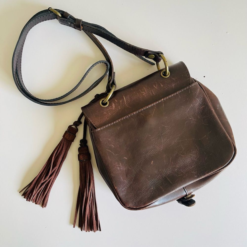 EUC Brown leather/faux fur crossbody bag. - Picture 2 of 5